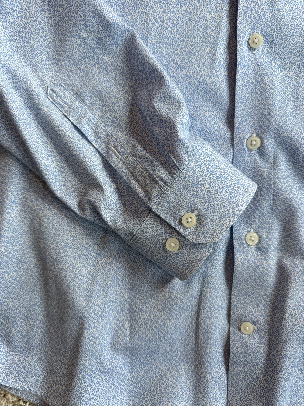 Express Extra Slim Fit Men's XL Blue Micro Print Button Down Dress Shirt 17-17.5 - Picture 4 of 9